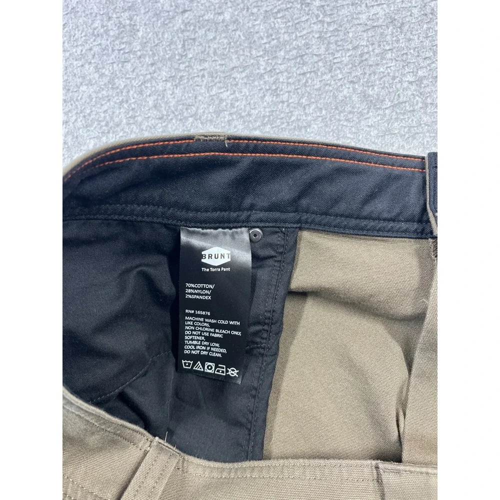 Brunt The Torra Pants Mens 46x30 Brown Canvas Water Repellent Articulated Knees